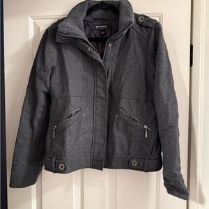 CoffeeShop Charcoal Gray Utility Jacket with Zip Pockets